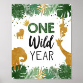 Eén Wilde Jaar Safari Dieren Goud Eerste Dag Poster (Voorkant)