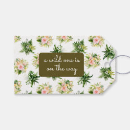 Een Wilde Komt Op Weg Jungle Bloemige Baby Shower Cadeaulabel