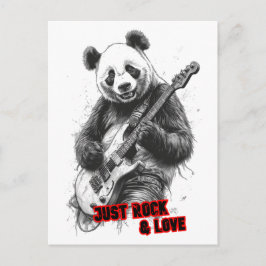 Een wilde panda die gitaar speelt op feestdagenkaart