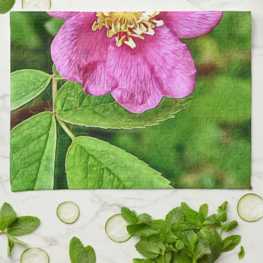 Eén wilde Roos Theedoek (Gevouwen)