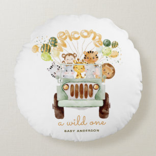 Een Wilde Safari Auto Baby Shower Rond Kussen