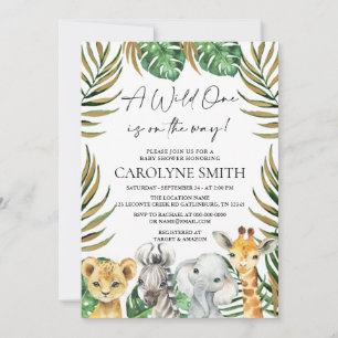 Een Wilde Safari Jungle Dieren Baby Shower Kaart