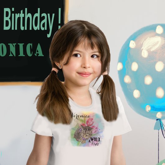 Een Wilde Vijf - Kat Meisje Verjaardags T-Shirt