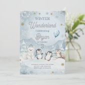 Een wilde winter wonderland verjaardag kaart (Staand voorkant)