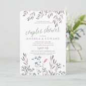 Een Wildflower bruiloft koppels douche uitnodiging (Staand voorkant)