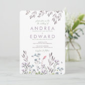 Een Wildflower bruiloft v2 Kaart (Staand voorkant)