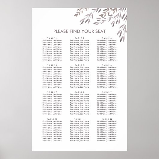 Een Wildflower Wedding Seating Chart Poster (Voorkant)