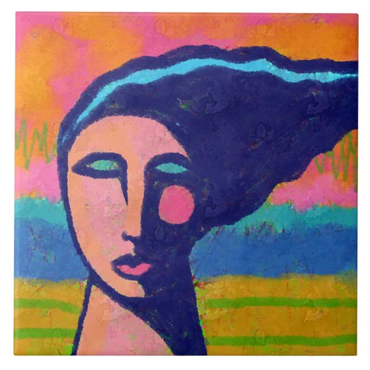 Een winderige dag Abstract digitaal portret van ee Tegeltje (Voorkant)