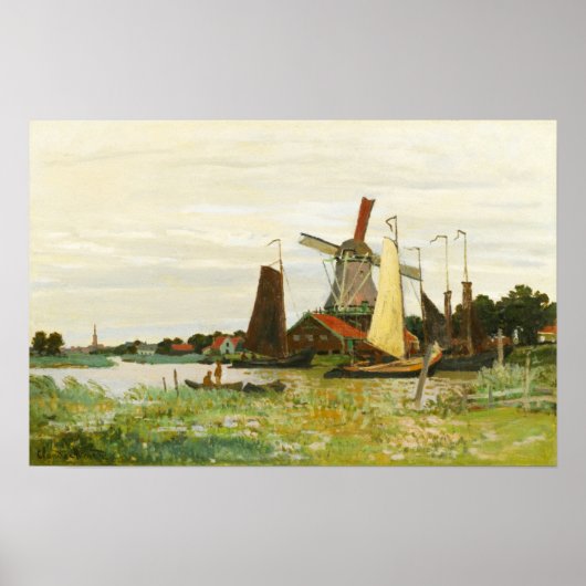Een windmolen in Zaandam Claude Monet Poster (Voorkant)