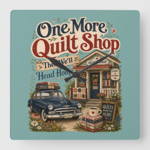 Één Winkel Meer Vintage Cottage Quilt Scene Vierkante Klok