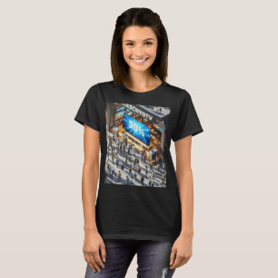 Een winkel voorzijde met een groot bord dat zegt ' t-shirt