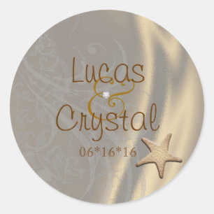 Een winkelwagentje met gouden opslagdatum opslaan ronde sticker
