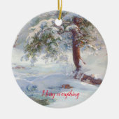 Een Winter Idyll, Merry all Kerstmis Keramisch Ornament (Voorkant)