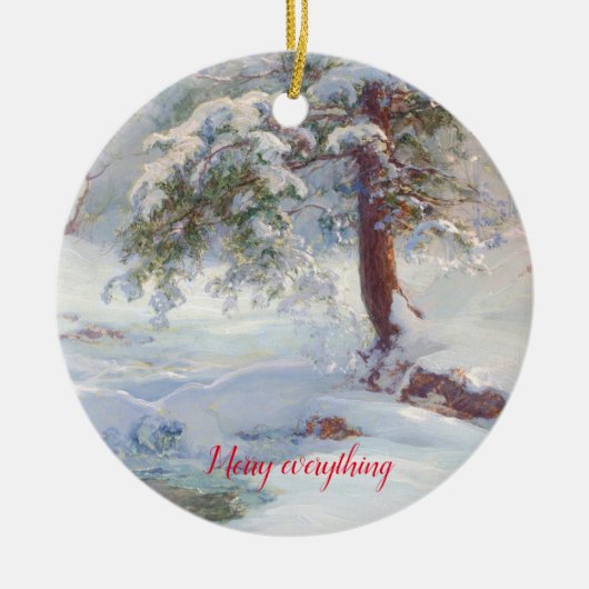 Een Winter Idyll, Merry all Kerstmis Keramisch Ornament (Voorkant)
