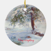 Een Winter Idyll, Merry all Kerstmis Keramisch Ornament (Achterkant)