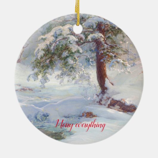 Een Winter Idyll, Merry all Kerstmis Keramisch Ornament (Achterkant)
