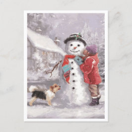 Een winter Kerstman kussen Feestdagenkaart