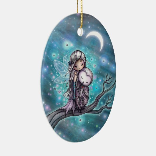 Een Winter Night Fairy and Owl Fantasy Art Keramisch Ornament (Rechts)