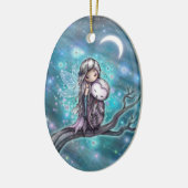 Een Winter Night Fairy and Owl Fantasy Art Keramisch Ornament (Links)