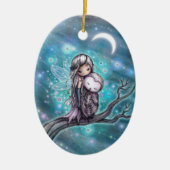 Een Winter Night Fairy and Owl Fantasy Art Keramisch Ornament (Voorkant)