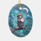 Een Winter Night Fairy and Owl Fantasy Art Keramisch Ornament (Achterkant)