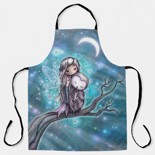 Een Winter Night Owl en Fairy met Moon Fantasy Art Schort (Voorkant)