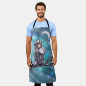 Een Winter Night Owl en Fairy met Moon Fantasy Art Schort (Gedragen)