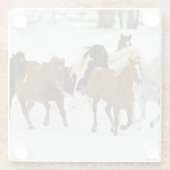 Een winter schilderachtig van hardlooppaarden glazen onderzetter (Achterkant)