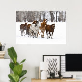Een winter schilderachtig van renpaarden op de 2 poster (Thuiskantoor)