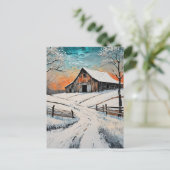 Een winter schuur briefkaart (Staand voorkant)