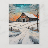 Een winter schuur briefkaart (Voorkant)