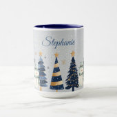 Een Winter Wonderland - Twee Sneeuwmannen - Blauw Mok (Midden)