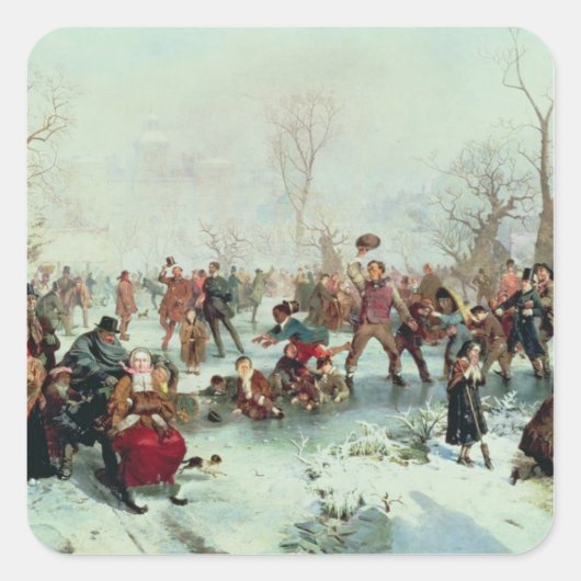 Een winterdag in St. James's Park Vierkante Sticker (Voorkant)