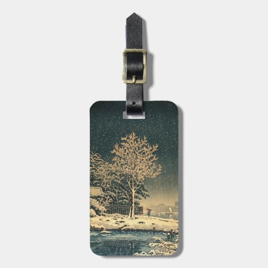 Een winterdag op de Sumida rivier in Japan Bagagelabel (Voorkant verticaal)