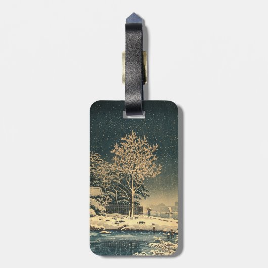 Een winterdag op de Sumida rivier in Japan Bagagelabel (Achterkant verticaal)