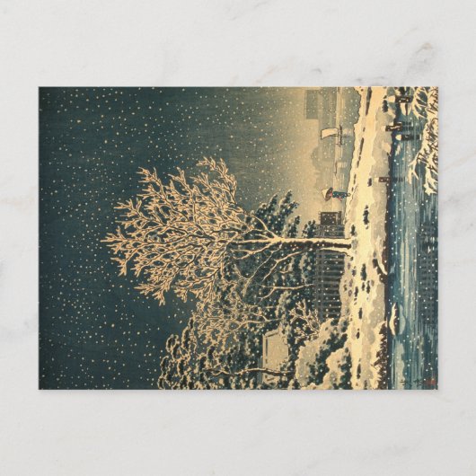 Een winterdag op de Sumida rivier in Japan Briefkaart (Voorkant)