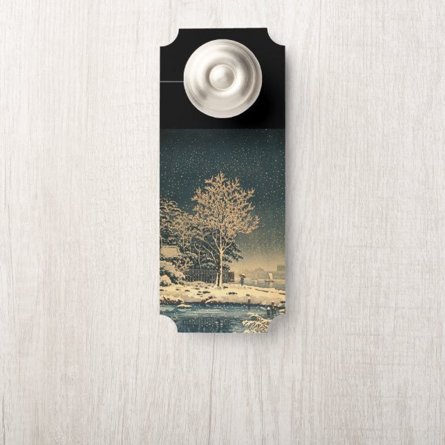 Een winterdag op de Sumida rivier in Japan Deurhanger (Op knop)
