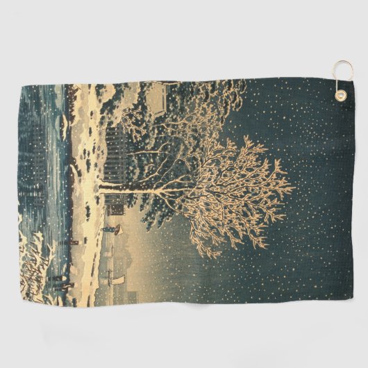 Een winterdag op de Sumida rivier in Japan Golfhanddoek (Horizontaal)