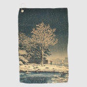 Een winterdag op de Sumida rivier in Japan Golfhanddoek (Voorkant)