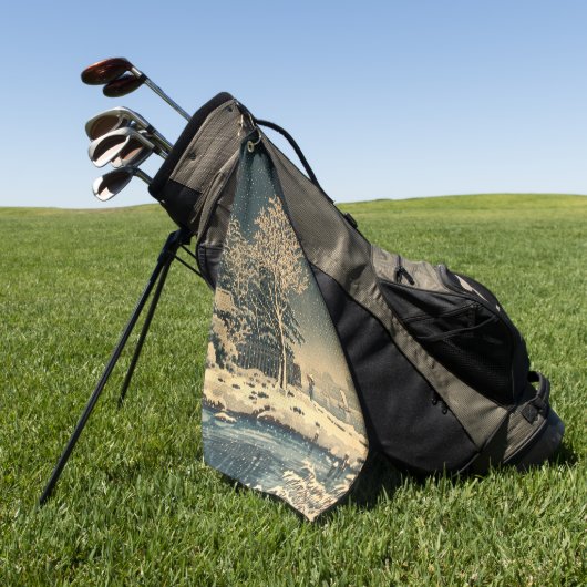 Een winterdag op de Sumida rivier in Japan Golfhanddoek (Groen)