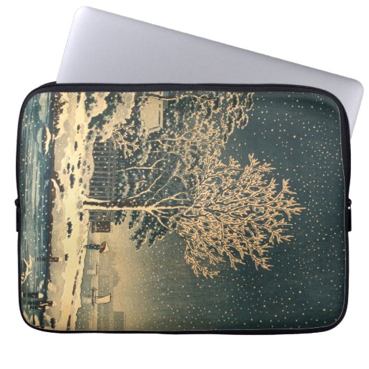 Een winterdag op de Sumida rivier in Japan Laptop Sleeve (Voorkant)