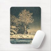 Een winterdag op de Sumida rivier in Japan Muismat (Met muis)