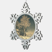 Een winterdag op de Sumida rivier in Japan Tin Sneeuwvlok Ornament (Rechts)