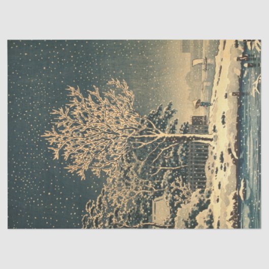 Een winterdag op de Sumida rivier in Japan Tissuepapier (Voorkant)