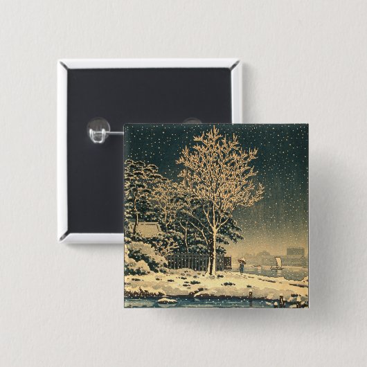Een winterdag op de Sumida rivier in Japan Vierkante Button 5,1 Cm (Voorkant /achterkant)