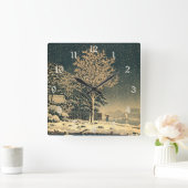 Een winterdag op de Sumida rivier in Japan Vierkante Klok (Huis)