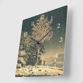 Een winterdag op de Sumida rivier in Japan Vierkante Klok (Hoek)