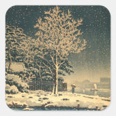 Een winterdag op de Sumida rivier in Japan Vierkante Sticker (Voorkant)