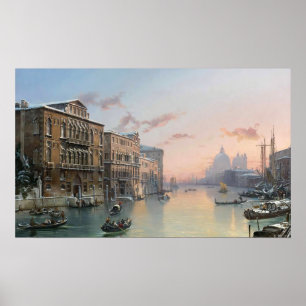 Een wintergezicht op het Grand Canal, Venetië, Poster
