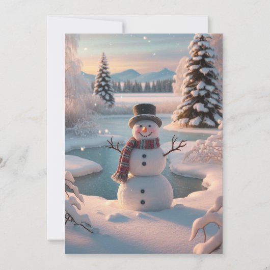 Een Winteridylle Sneeuwman Feestdagenkaart (Voorkant)